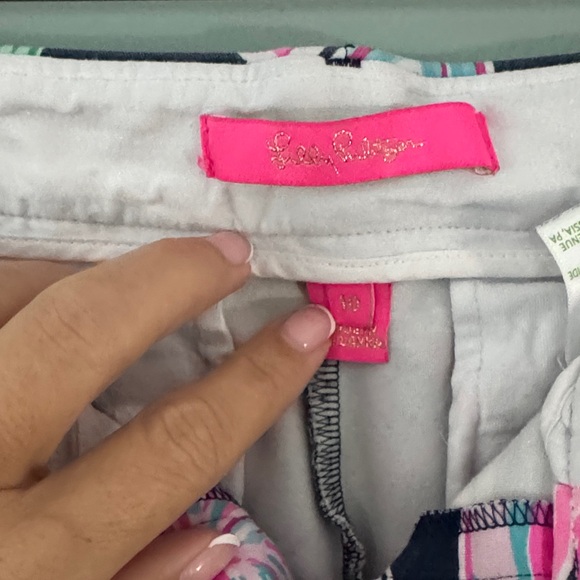 Lilly Pulitzer Pink and Blue Floral and Golf Women's Shorts - Picture 2 of 4